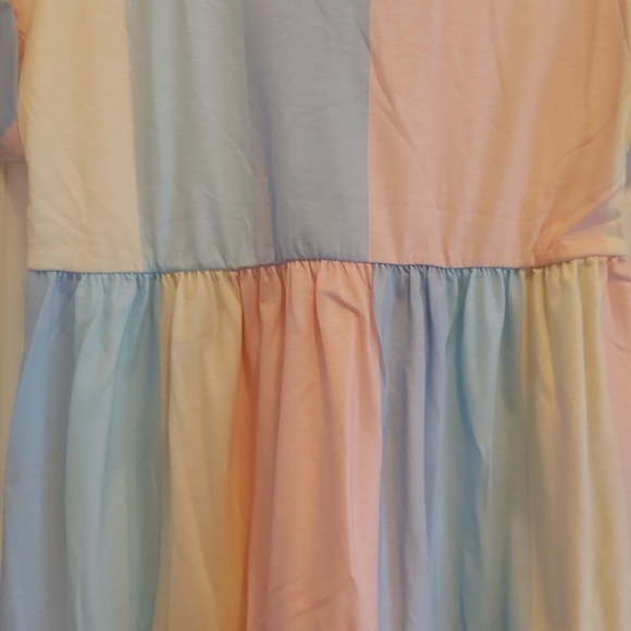 077. Multicolor Striped Color Block Tiered Mini Dress  Size M - Picture 7 of 16